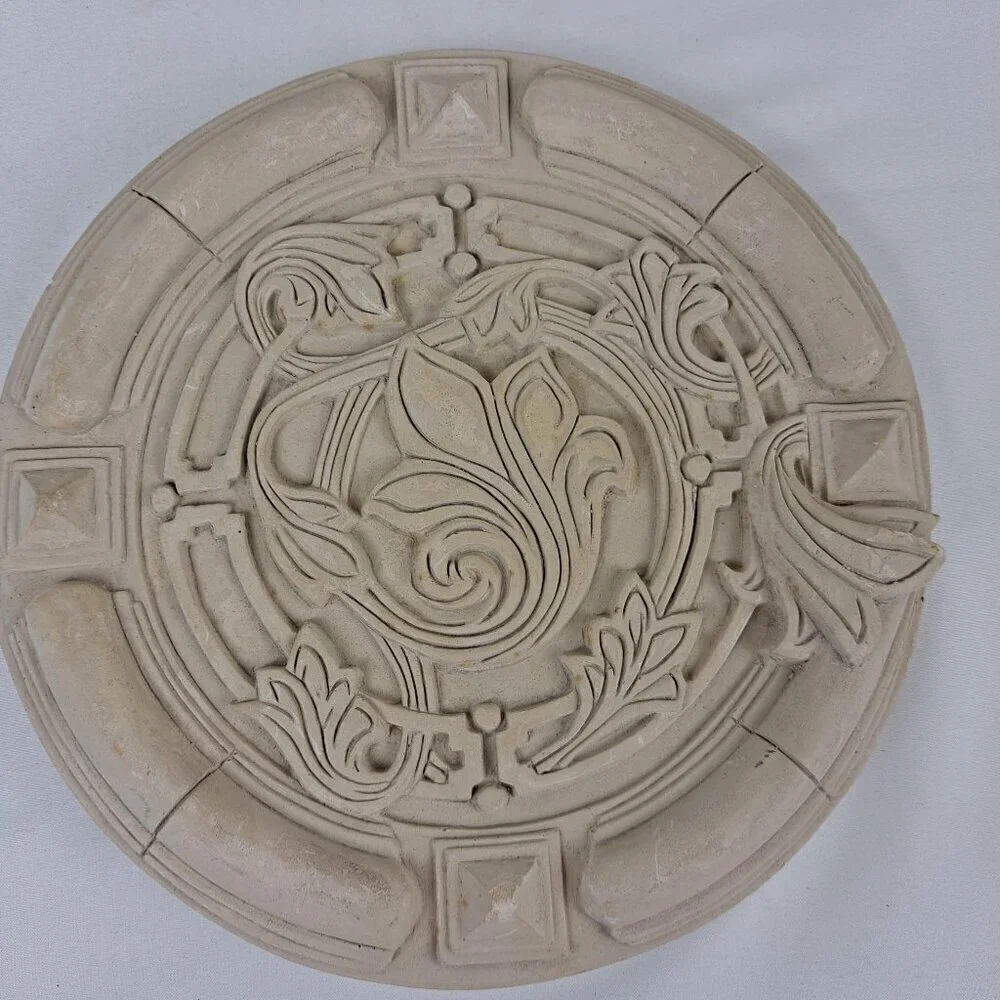 Handmade Vintage Ceramic Wall Hanging Cream Color 3D Relief Hangers on Back